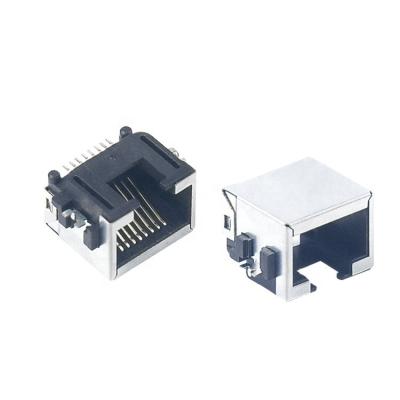 China JINDA PCB 1x1 Protected RJ45 Jack Connector RJ45 1.5 125V RJ45, RJ45 13.3*11.5*8.5 Integrated Female Magnetic PCB PBT Modular Jacks for sale