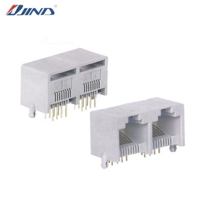 China JINDA 1X2 PCB Non-Armor RJ45 8P8C Jack Connector Ports for sale