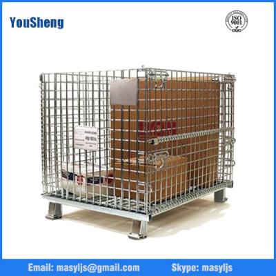 China Galvanized wire mesh cage storage, folding wire container, bins, wire stacking baskets for sale