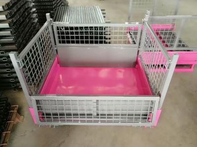 China OEM Heavy duty collapsible stackable storage fold industry hot dip galvanized steel metal wire mesh pallet stillage for sale