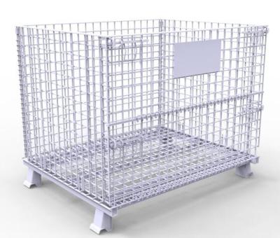 China Heavy duty galvanized wire metal storage cage folding wire mesh container for stacking storage for sale