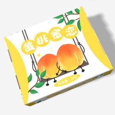 China Recycled Materials Wholesale Custom Peach Box Color Fruit Packaging Paper Fruit Box High Quality Gift Box for sale