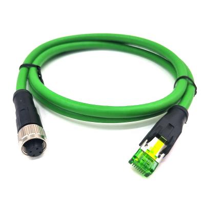 China Automotive M12 D Coded 4 Pin Lan Cable M12 To Waterproof Ethernet Rj45 Connector Ip67 Connector for sale