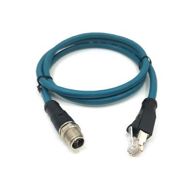 China Automotive M12 8 Pin Male A D X Coding To Male RJ45 Adapter Waterproof M12 Ethernet Cable for sale