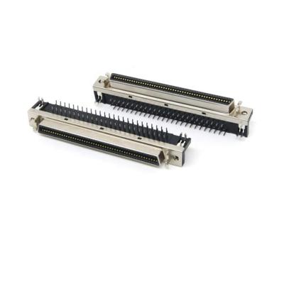 China PBT UL94V-0 MH Connectors SCSI Series, Male Way 68 Hole SCSI Connector 2.54mm Right Angle Through Pitch, Solder for sale