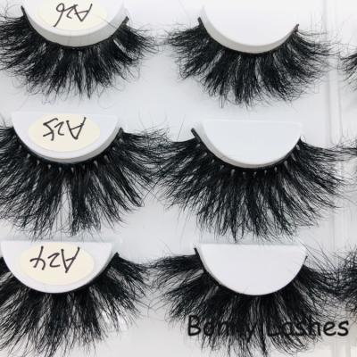 China Natural Fluffy Mink Lashes 25mm Long 3D Mink Eyelashes Fluffy Eyelashes for sale