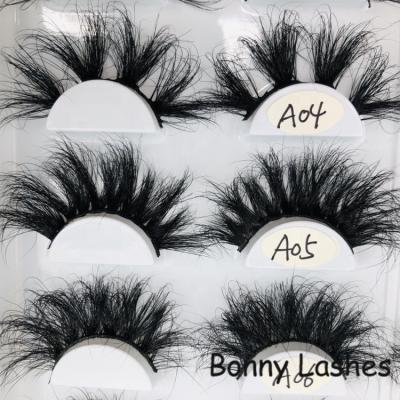 China Long 2020 Style 25mm Cross Design Natural Fluffy Highlights Lash Handmade 3d Mink Eyelashes High Quality Hot for sale