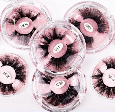 China Hot Sale 25mm Long Natural Dramatic 3D Mink Eyelashes 5D Mink Lashes With Packaging for sale