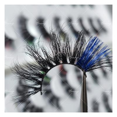 China Long Natural False Eyelash Color Lash Wholesale Natural Strip Lash 100% Real Mink Fluffy Colorful Lash for sale