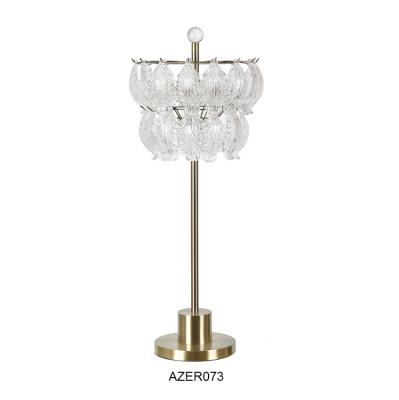 China Modern Classic Decorative Antique Brass Metal Glass Hanging Leaves Design Accent Table Lamps for sale