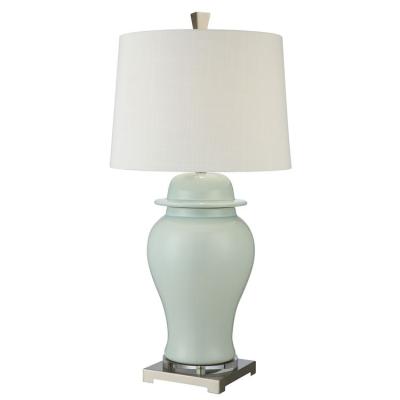 China Contemporary Metal Base Vintage Crystal Decorative Luxury Blue Ceramic Table Lamps for sale