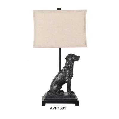 China Wholesale Home Vintage Home Vintage Dog Accent Bedroom Table Lamps Dark Bronzed Color Resin Dog Lamp Living Room for sale