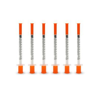 China High Quality PVC Safety 1ml Disposable Insulin Syringe With Fixed Needle 29Gx1/2