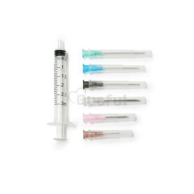 China PVC 3 Parts Medical Disposable Luer Syringe Slip Syringe With Needle for sale