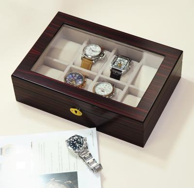 China Handcrafted Large Size 8 Slots Watch Storage Watch Box Wooden Walnut/Cherry/Ebony Color Watch Organizer for sale