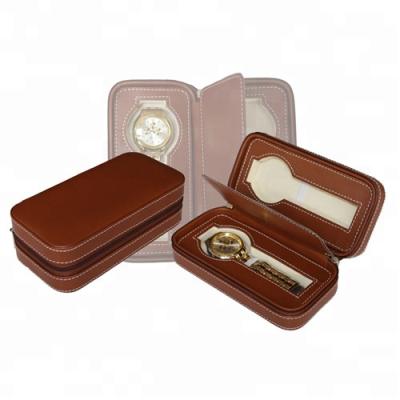 China Handmade PU Leather Travel Watch Box Case For 2 Watches Storage for sale