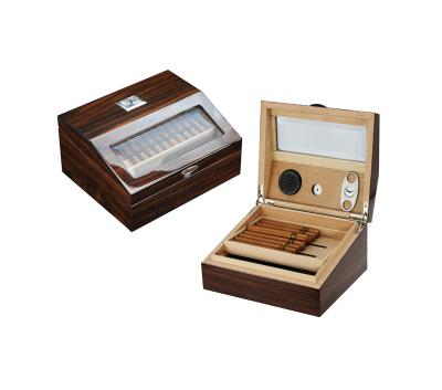 China High Glossy Lacquer Cigar Box Handmade Wooden Walnut Cigar Humidor Box Sonny Wooden Cigar Humidor Box Stocked Wholesale Price for sale