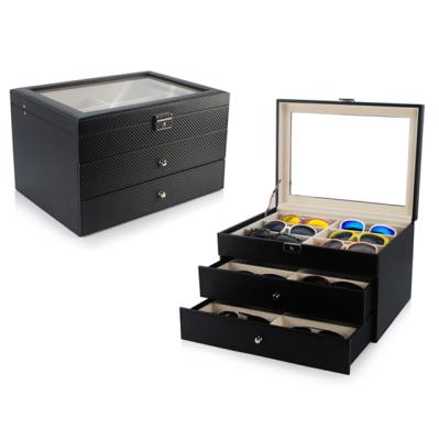 China Wholesale Price Handmade Luxury 12 Pairs of Ebony Wood Sunglasses Packaging Boxes for sale