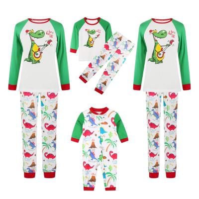 China New QUICK DRY parent-child sleepwear cotton homewear printing cartoon dinosaur family Christmas pajamas set for sale