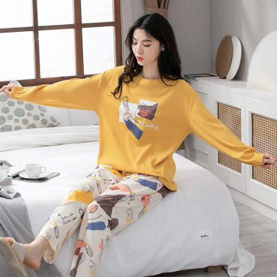 China QUICK DRY factory price wholesale customized long sleeve pajama set round neck 2 piece loungewear for women for sale