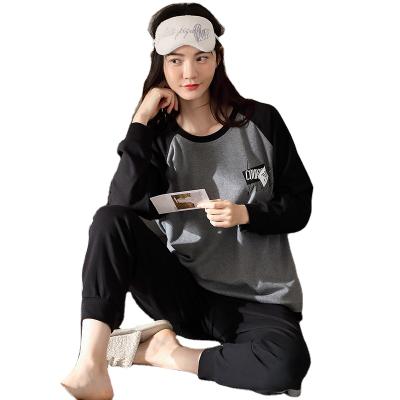 China QUICK DRY Plus Size Korean Casual Long Sleeve Cartoon Sleepwear Suit For Women Wholesale Pajamas for sale