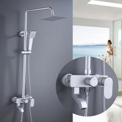 China Without Slide Bar Holes Double 304 Stainless Steel Bathroom Shower Set Cheap Bath&Shower Faucet Three Kinds Hose Outlet High Pressure Shower Head for sale