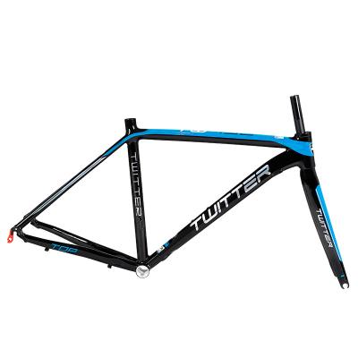 China Road Bike Frame All Internal Aerial Cable Design 3k Carbon + Frame Aluminum Alloy 7005 Bike Fork For Road Bike for sale