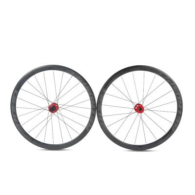 China Aluminum Alloy Through Axle Disc Brake 30mm / 40mm Cycling Wheels 700C Road Bicycle Wheelset for sale