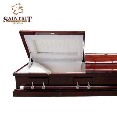 China American Style Customized Casket Coffin White Velvet Lining Embroidery For Adult OEM for sale