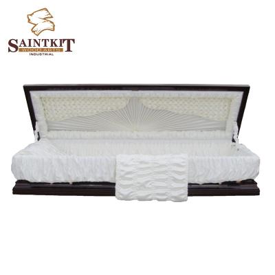 China US Style Casket Satin Coffin Customized White Lining Embroidery For Adult OEM for sale