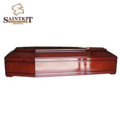 China European Style Unique Wooden Cremation Caskets And Caskets Customized Designs Funeral Casket For Adult for sale