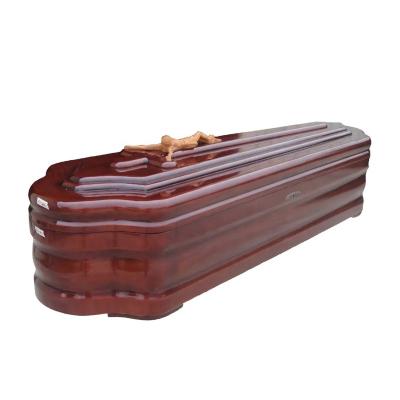 China European Style Christian Customized Solid Wooden Funeral Casket Casket For Adult With Crucifix for sale