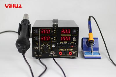 China YIHUA853D 30V 5A SMD Rework Station with Soldering Station and DC power supply for sale