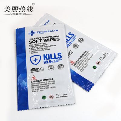 China Fast& effective& Clean& sanitizing hands factory direct sale soft touch single sheets wet wipes cleaning wet cloth for sale