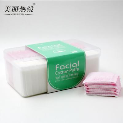 China Cosmetic Makeup Stuffed Skin Care Boxes Cotton + Water = Makeup Removal Two Color Puff Rectangle For Solvent Absorbent Cotton Pads for sale