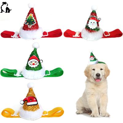 China HANDOU HANDOU HANDOU Dog Santa Snowman Christmas Tree Hat Adjustable Elastic Rope Hat Multicolor Christmas Hat for sale