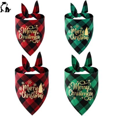 China HANDOU Dog Saliva Towel Pet Christmas Gifts Cotton Dog Bandana Christmas Triangle Viable Custom Tan Scarf for sale