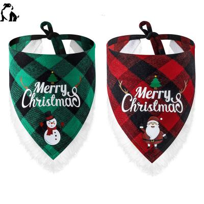 China Sustainable HANDOU Custom Lace Up Triangular Pet Scarf Christmas Pet Bandana Dog Cotton Towel for sale