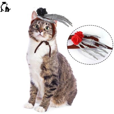 China Viable HANDOU Cat Dog Headgear Dress Ride Props Dress Up Funny Finger Bone Pet Halloween Headdress Hat for sale