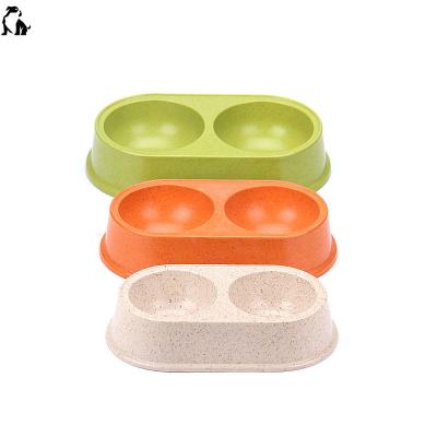 China HANDOU Cat Double Food Bowl Pet Water Sustainable Non-slip High Pet Feeding Bowl for sale