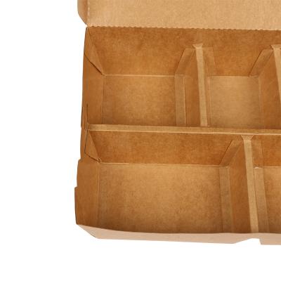 China Wholesale Disposable Biodegradable 5 Compartment Paper Bento Lunch Box Take Out Brown Kraft Paper Food Lunch Box for sale