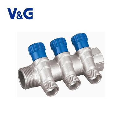 China Home Manual Kitchen Safe 2 Ways Valve Floor Heating System Brass Water Manifold 6/3 Ways for sale