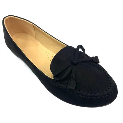 China Deep Mouth Flat Headed Toe Boat Shoes Women Flat Shoes British Style Vintage Fashion Faux Suede Material Summer Shoes for sale