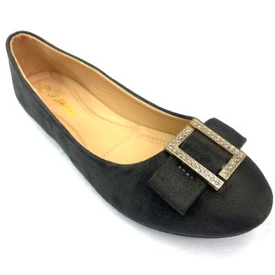 China Latest New Products Flat Faux Suede Upper Flat Shoes For Women Cheap Price Fashion Black Customize Formal Daily Work Wear Shoes for sale