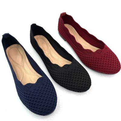 China Summer Fashion Breathable Ladies Flat New Slip On Shoe Women Single Customizable OEM Knit Customized Spring TPR Style Fly Fabric for sale