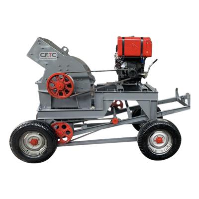 China Small Mobile Stone Diesel Engine Gold Mining Grind Hammer Mill Crusher Machine PC400x300 For Sale for sale