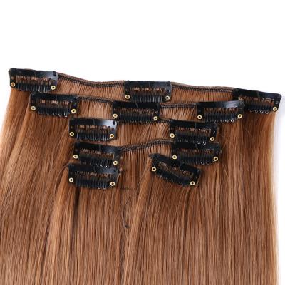 China V-Tip Hair 22 Inch 6 Pieces Hair Clip In Straight Synthetic Hair Extensions Hair for sale