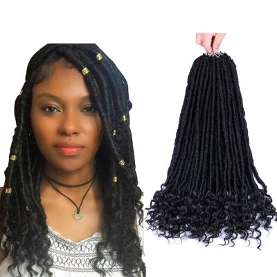 China Straight faux locs with curly ends wavy faux locs crochet goddess faux locs for sale