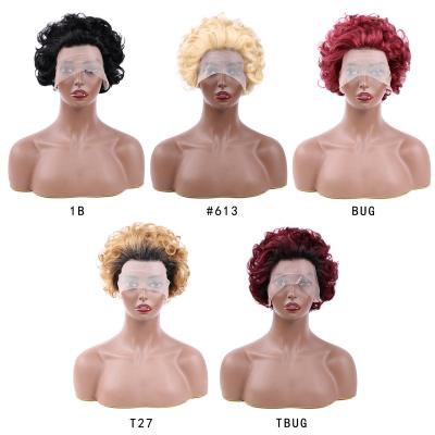 China Pre Plucked Curly Bob Wig 13x1 Lace Frontal Hair Brazilian Curly Lead Hair Wig Women Short Curly Short Wigs for sale