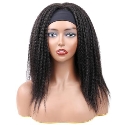 China Elastic Lace Kinky Straight Headband Easy To Wear Yaki Glueless Non Lace Frontal Wig for sale